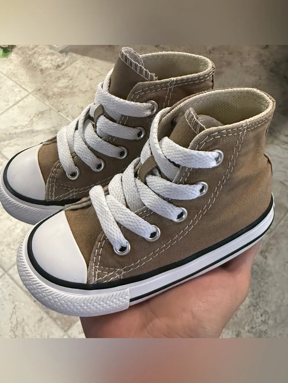 Converse toddler Brown High-Top Canvas Sneakers with White Accents